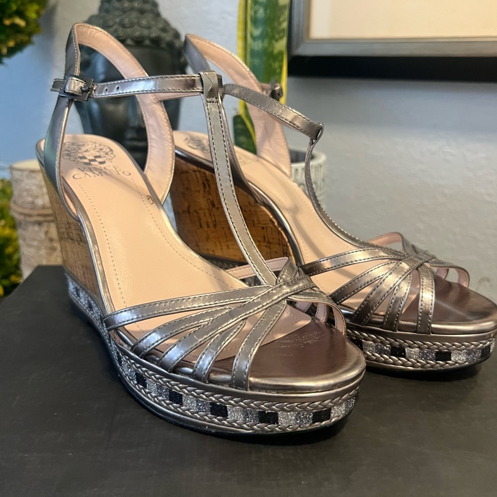 Vince Camuto Silver Wedges